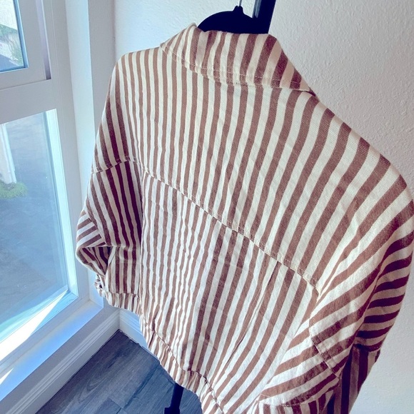 Oversized Vintage 1990’s Style | Striped Linen Blend Jacket - Size Medium 🤍 - Picture 10 of 12